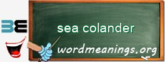 WordMeaning blackboard for sea colander